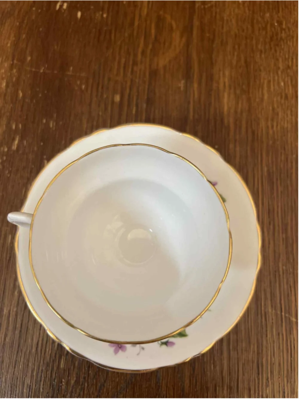 Vintage Royal Grafton Bone China Cup & Saucer Violet Floral w/ Gold Trim England